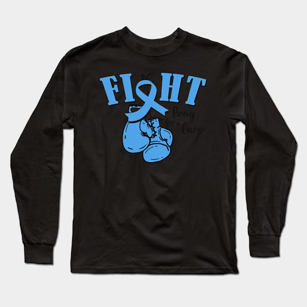 Fight Pray For A Cure Trisomy 18 Awareness Light Blue Ribbon Warrior Support Survivor Long Sleeve T-Shirt by celsaclaudio506